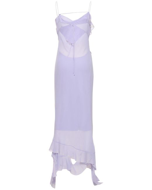 Acne Purple Ruffled Chiffon Long Dress