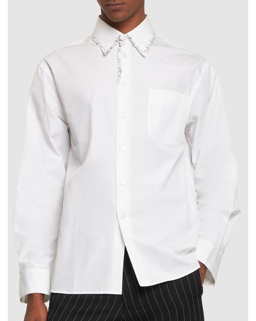 Marni White Embroidery Organic Cotton Poplin Shirt for men