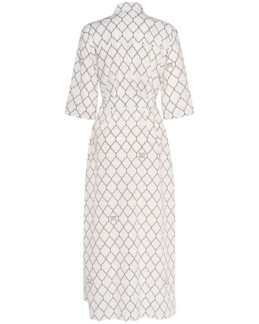 Max Mara Daniel プリント柄コットンポプリン ロングドレス White