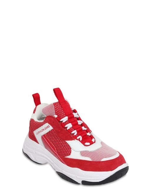 calvin klein maya chunky leather trainers