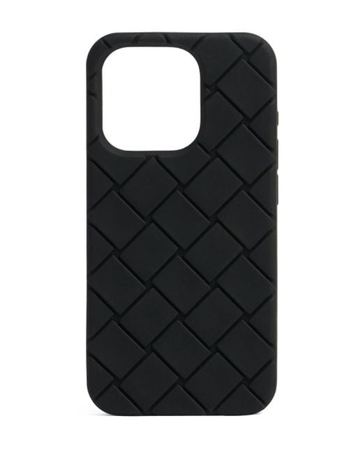 Cover iphone 15 pro intreccio in gomma di Bottega Veneta in Black da Uomo