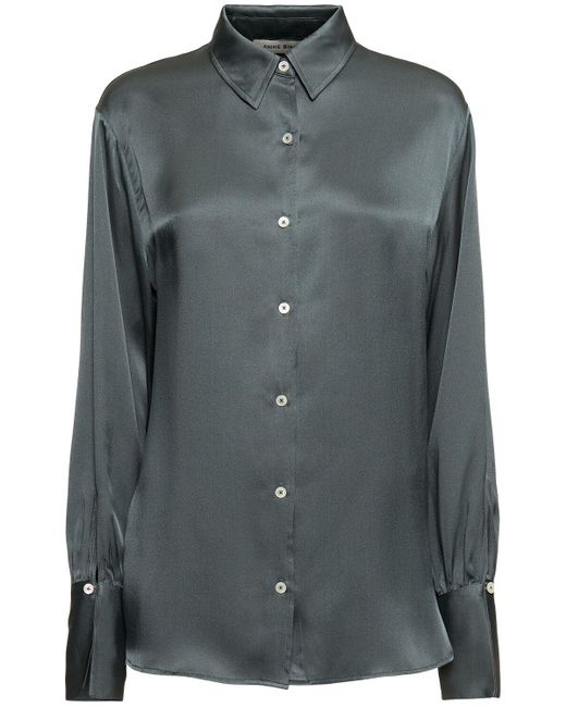 Camisa de seda de satén Anine Bing de color Gray