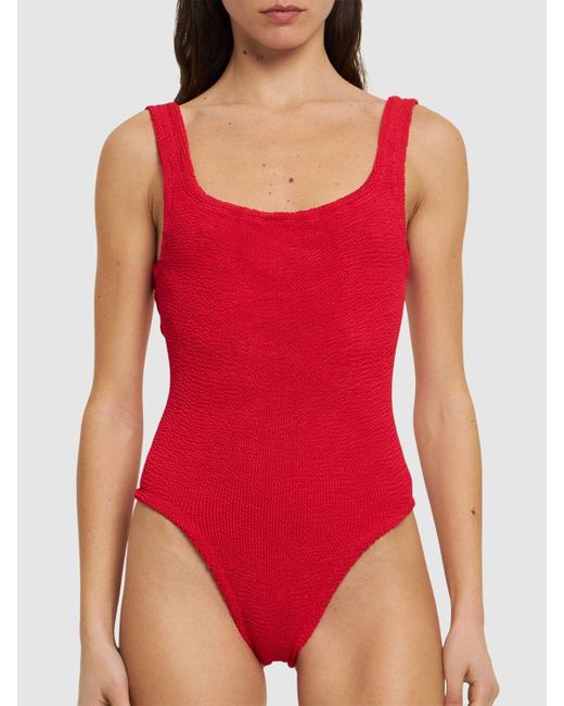 Hunza G Red Square Neck One Piece Swimsuit