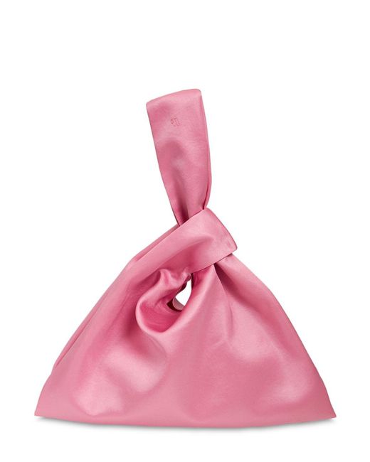 Nanushka Pink Jen Glossy Satin Top Handle Bag