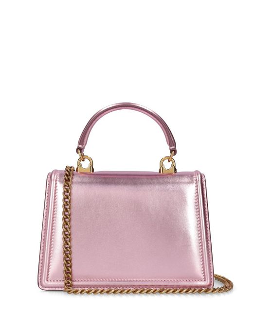 Dolce & Gabbana Mini Devotion Laminated Top Handle Bag in Pink | Lyst