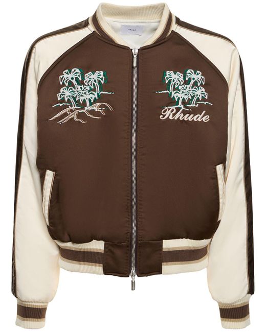Rhude Brown Crepe Satin Souvenir Jacket for men
