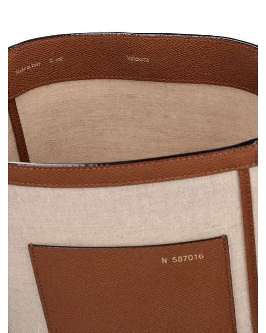 Valextra Brown Small Bucket Canvas Tote Bag