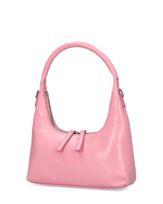MARGE SHERWOOD Pink Mini Hobo Leather Bag W/Strap