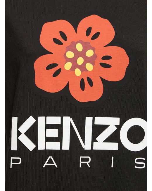 T-shirt loose en jersey de coton à logo imprimé KENZO en coloris Black