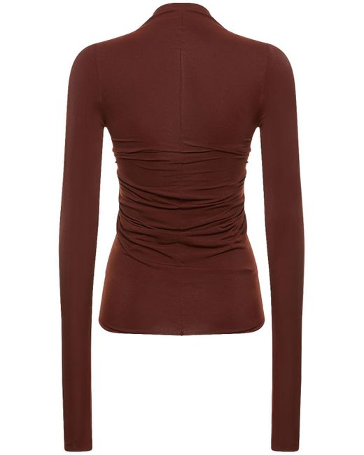 Rick Owens Brown Prong Open Front Jersey Top