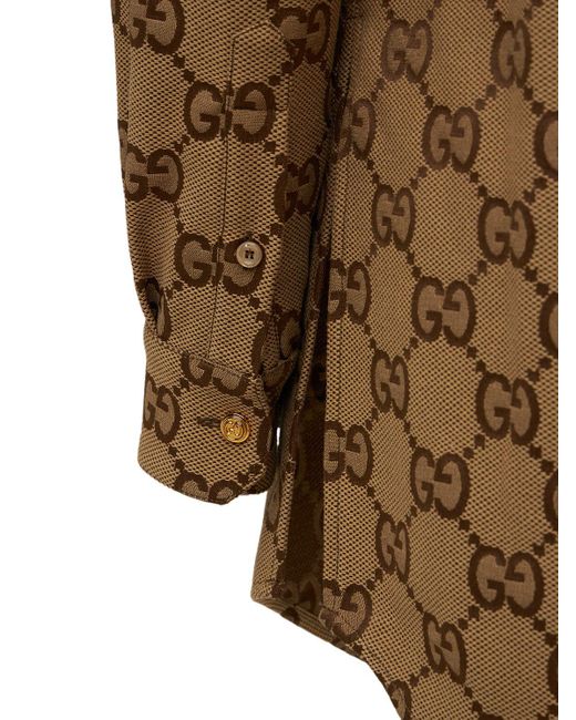 Gucci Brown Maxi Gg Canvas Oversized Shirt