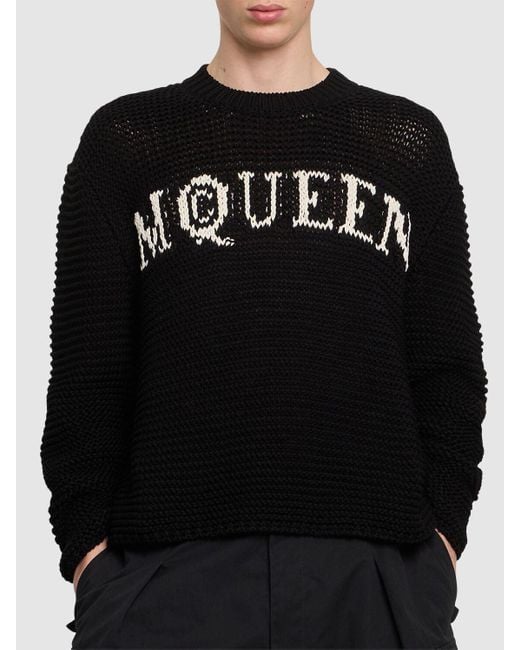 メンズ Alexander McQueen クルーネックコットンセーター Black