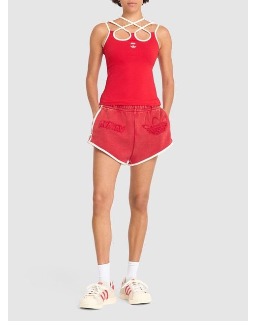 Adidas Originals Red Damen Hotpants Aus Frotte „Avavav“