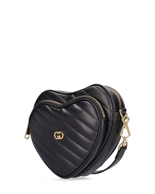 Gucci Black Interlocking G Mini Heart Leather Bag