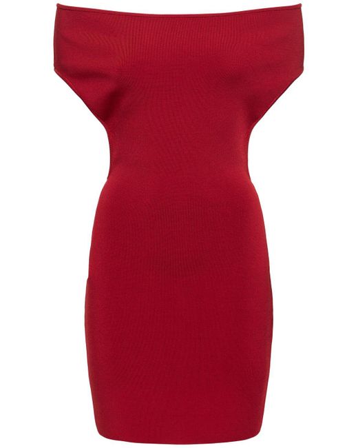 Jacquemus Red La Robe Cubista Rib Knit Mini Dress