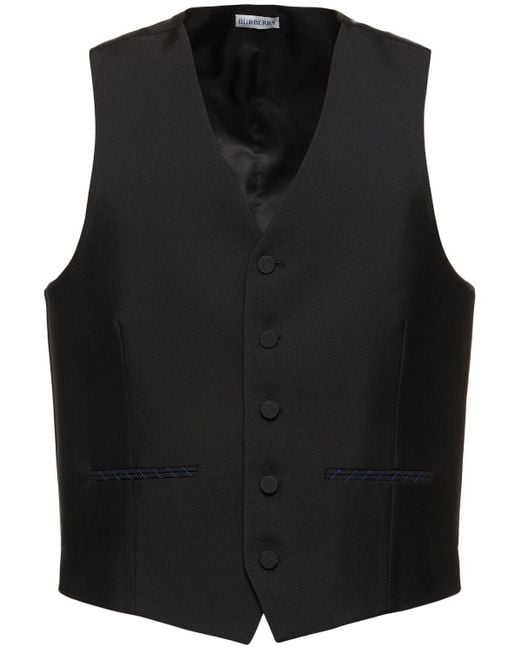 Burberry Black Wool & Silk Vest for men