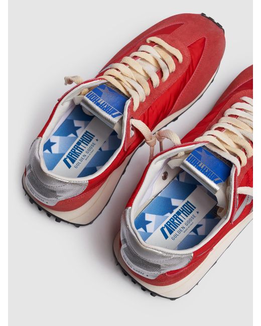 Golden Goose Deluxe Brand Red Running Marathon Nylon & Suede Sneakers for men