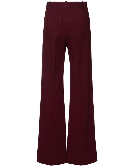 Victoria Beckham Red Alina Viscose Blend Wide Leg Pants