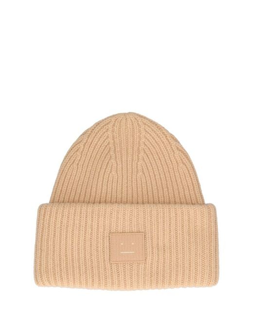 Acne Natural Pansy Face Wool Beanie for men