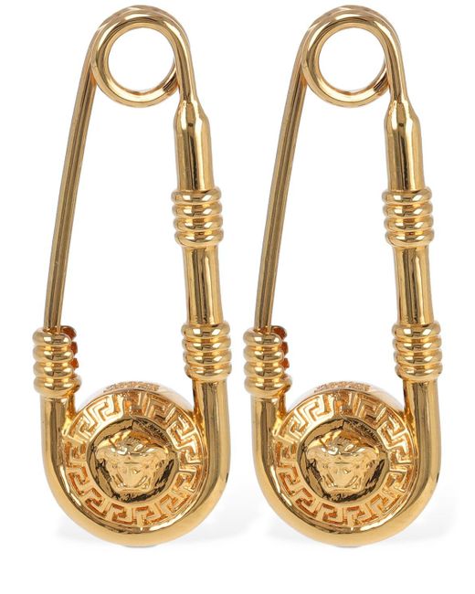 Versace Metallic Medusa Safety Pin Earrings for men
