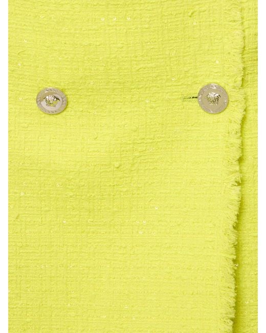 Falda de tweed de algodón Versace de color Yellow