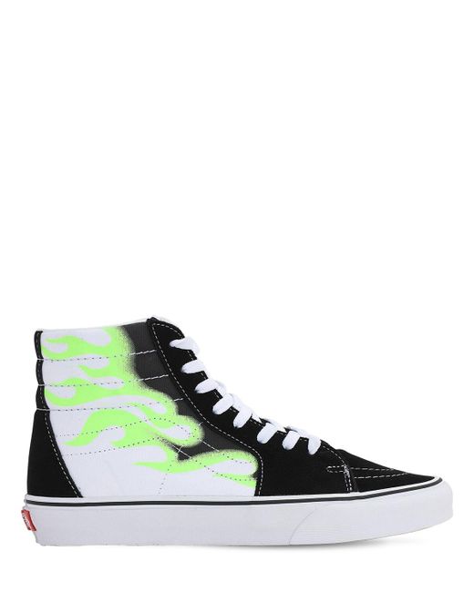 SK8-Hi - Sneakers nere e verdi con fiamme di Vans in Multicolor da Uomo