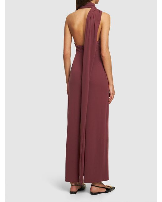 Magda Butrym Purple Draped Jersey Long Dress W/Scarf