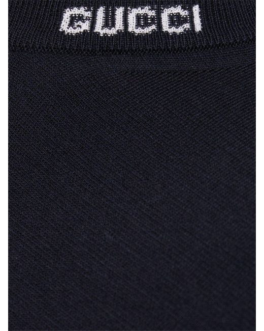 Gucci Blue Logo Intarsia Silk & Cotton T-shirt for men