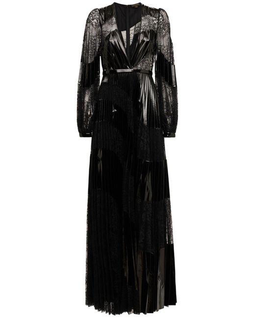Zuhair Murad Vinyl & Lace Long Sleeve Gown in Black | Lyst