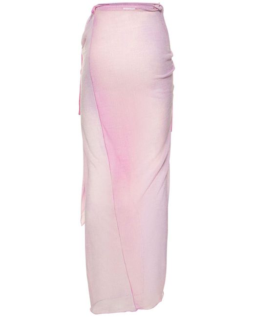 Acne Pink Printed Crepon Long Wrap Skirt
