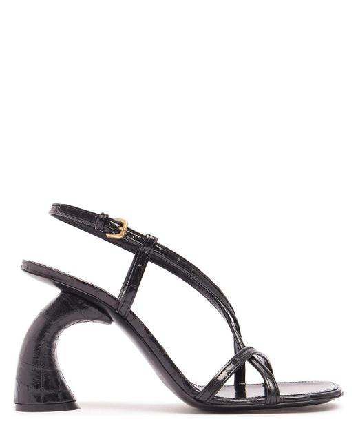 Dries Van Noten メタリックレザーサンダル 95mm Black