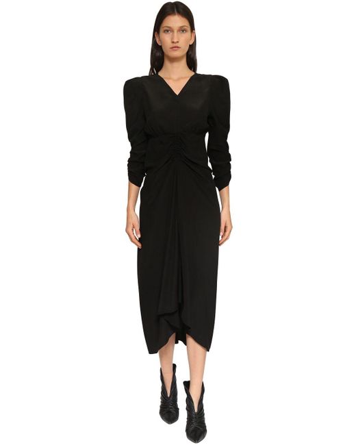 Isabel Marant Black Albi Silk Crepe De Chine Midi Dress