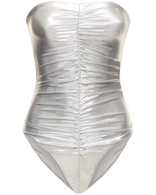 WeWoreWhat White Ruched One Piece Swimsuit