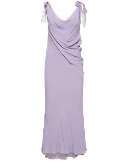 Reformation Purple Galatia Georgette Asymmetric Midi Dress