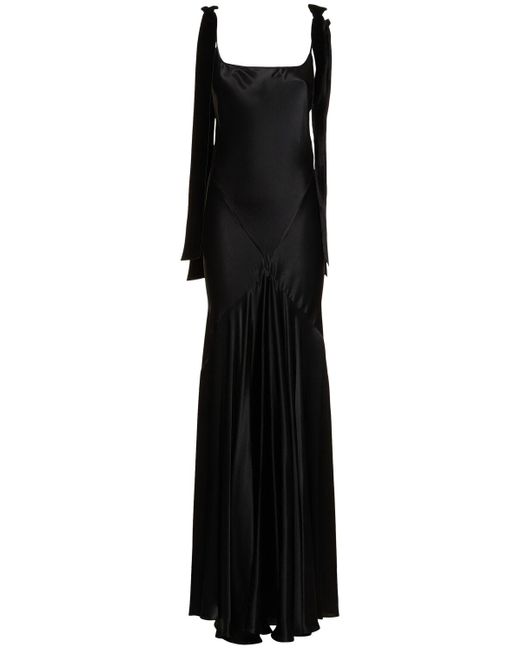 Robe longue évasée en satin Nina Ricci en coloris Black