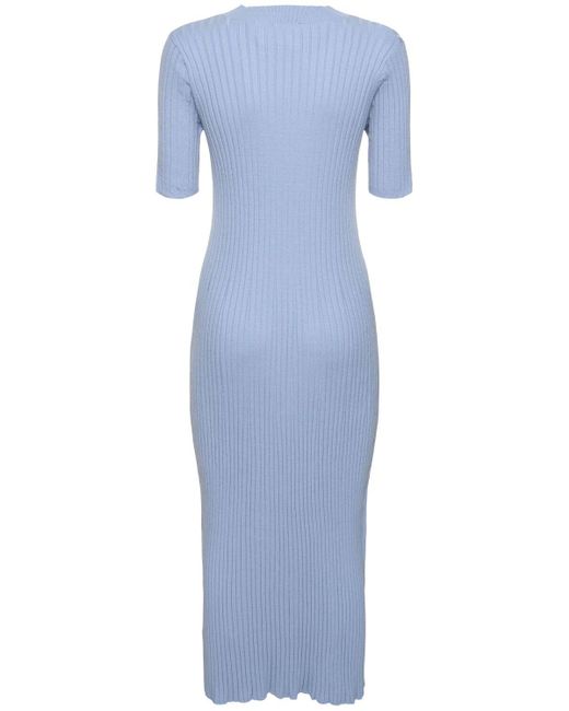 Varley Blue Maeve Aria Rib Knit Midi Dress