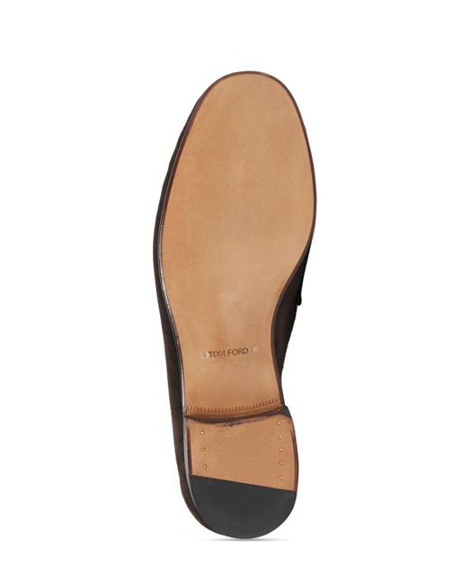Tom Ford Brown York Line Suede Loafers for men