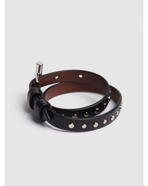 Alexander McQueen Brown Damen Leder- Und Messingarmreif „T-Bar“