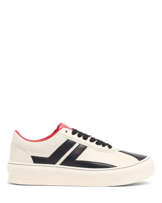Lanvin White Pluto Leather Low Top Sneakers for men