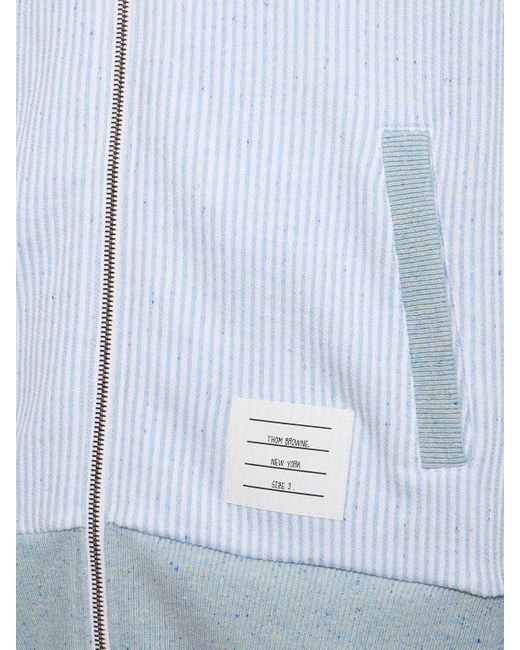 Sweat-shirt zippé en coton et soie à capuche Thom Browne pour homme en coloris Blue