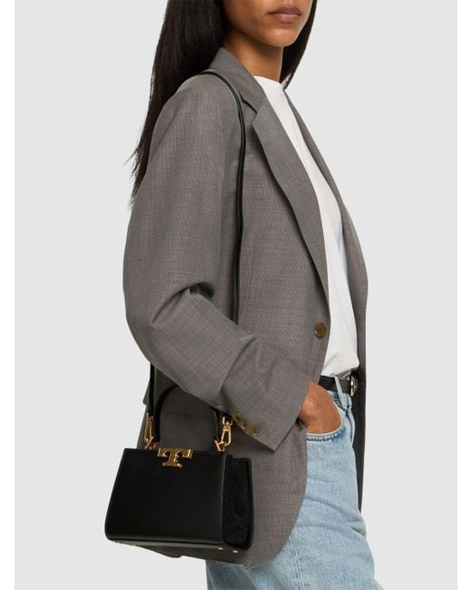Sac satchel mini en cuir eleanor Tory Burch en coloris Black