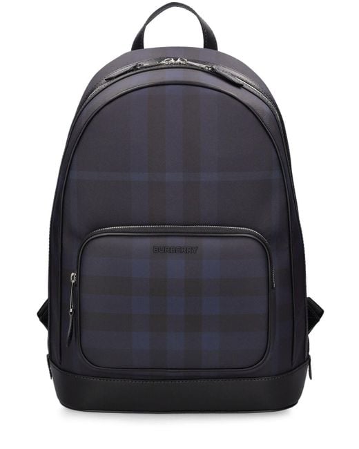 Burberry Blue Rocco Check Print Backpack for men