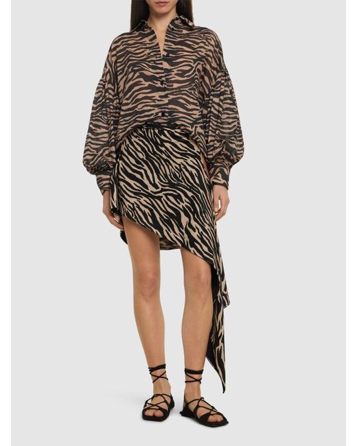 The Attico Brown Printed Mousseline Oversized Shirt