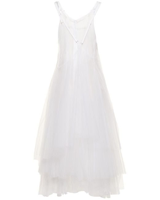 Noir Kei Ninomiya White Nylon Tulle & Cotton Mini Dress