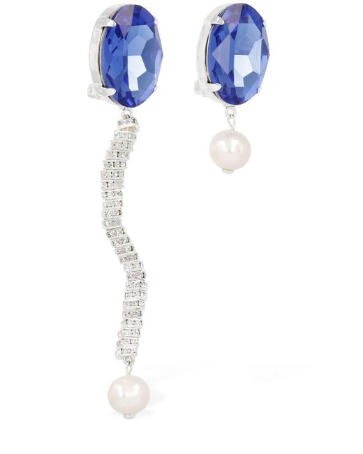Magda Butrym Blue Asymmetrische Ohrringe Mit Perlen Und Kristallen