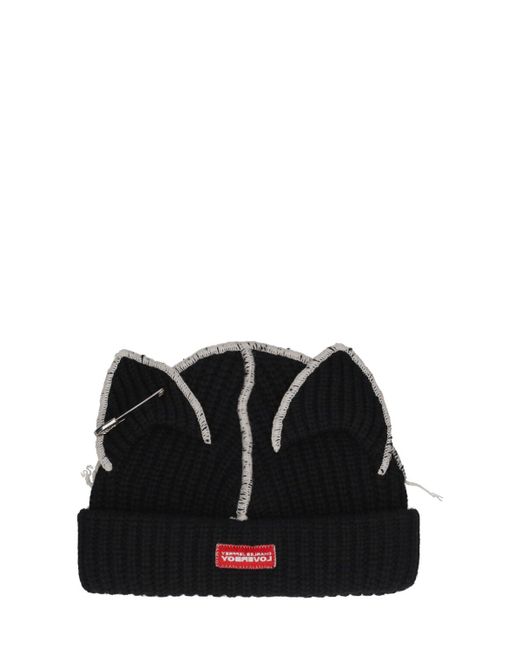 Charles Jeffrey Black Lvr Exclusive Chunky Ears Beanie Hat for men