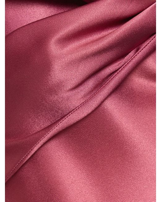Vestido largo de satén drapeado Alberta Ferretti de color Red