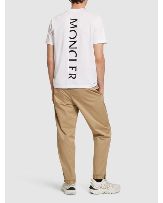 Moncler White Logo Cotton T-shirt for men