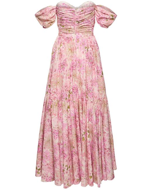Vestido maxi de popelina drapeada Giambattista Valli de color Pink