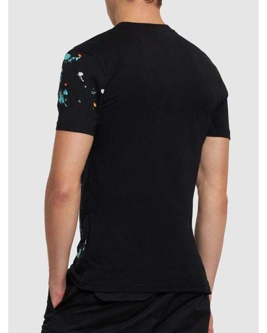 T-shirt en jersey de coton biologique imprimé logo Moschino pour homme en coloris Black